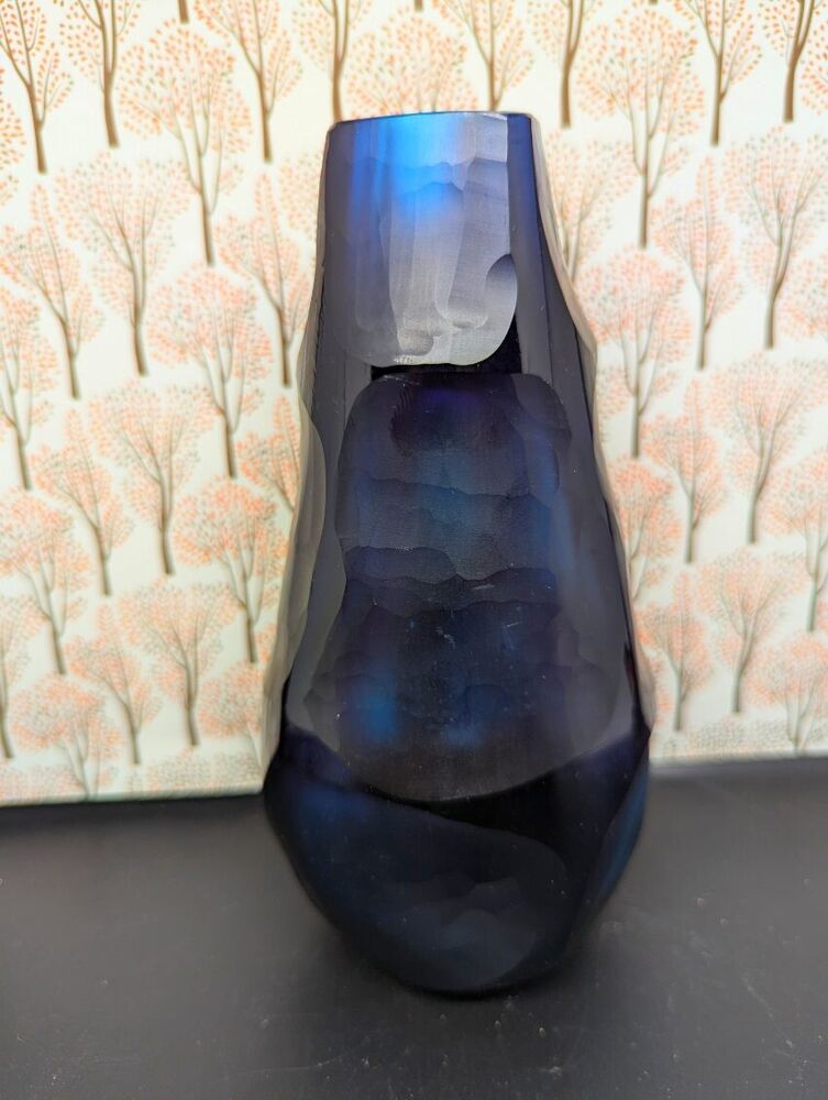 Amazing Mid Century Modern Rosenthal,  Ground Blue / Purple 7” Crystal Vase