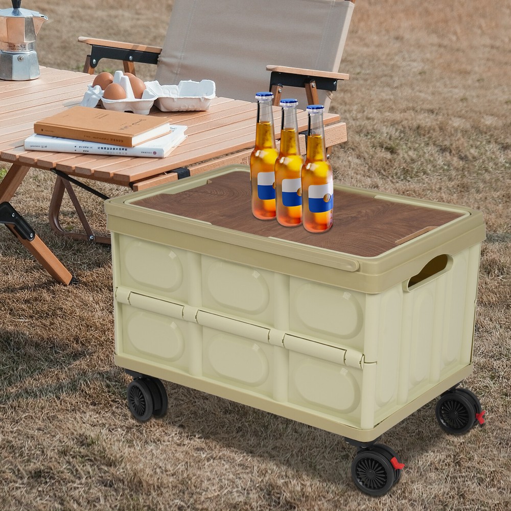 14.53gal Outdoor Folding Storage Box with Wheels and MDF Board