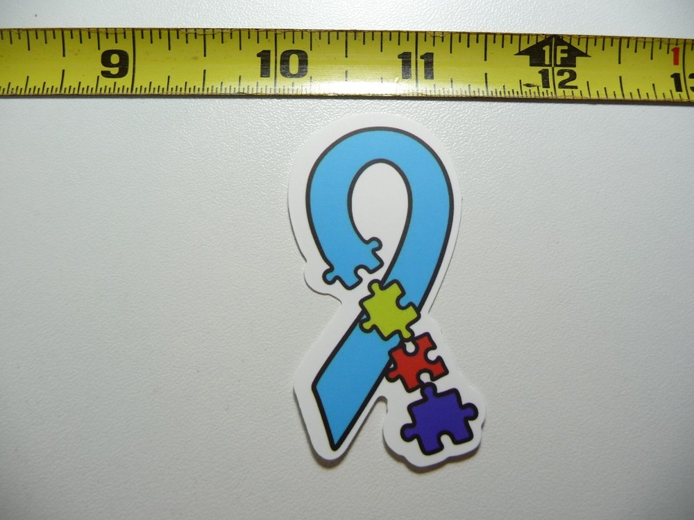 AUTISM SUPPORT DECAL STICKER RIBBON PUZZLE PIECES END AWARENESS
