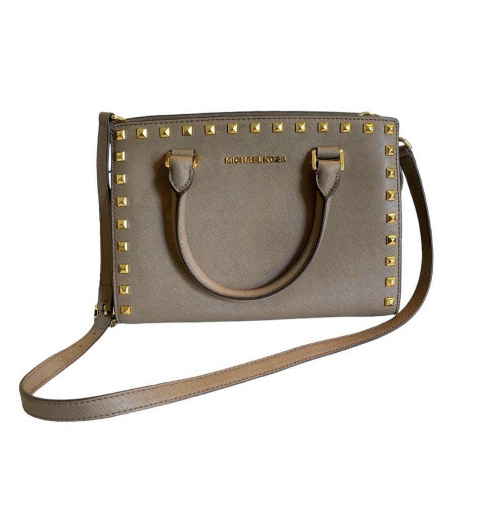 Michael Kors Selma Medium Studded Crossbody Bag in Saffiano Leather