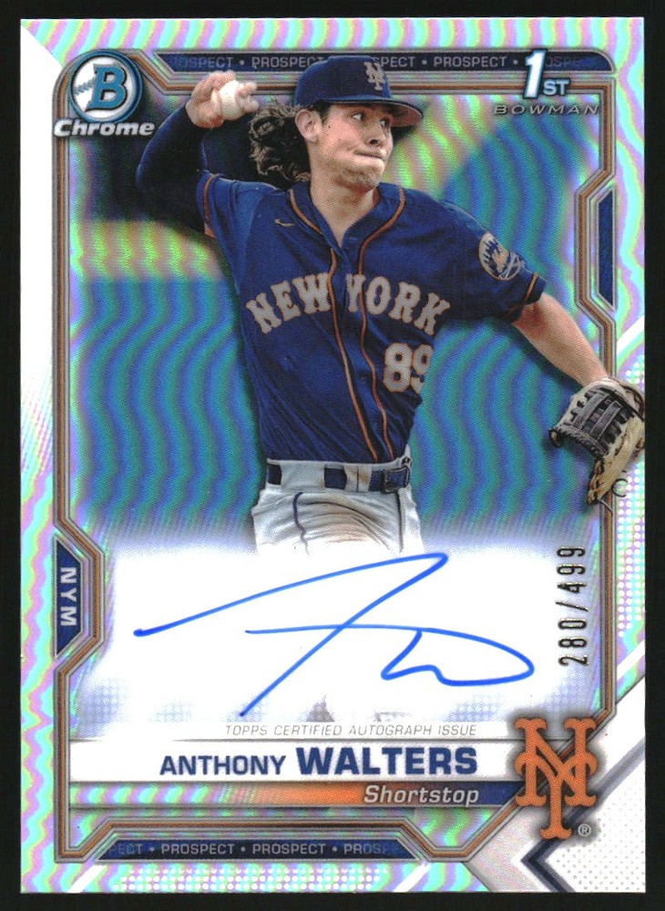 2021 Bowman Chrome Prospect Autographs Refractors #CPAAW Anthony Walters /499