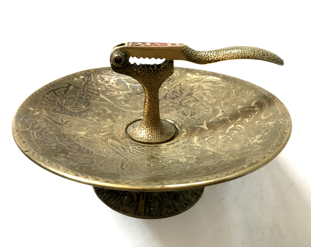 vintage tamar authentic brass nutcracker dish pedestal shalom.