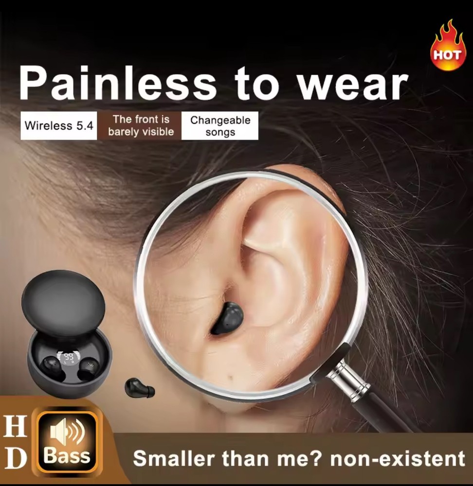 Bluetooth 5.4 Wireless Earphones Small Earbuds SleepingSport Invisible Headphone