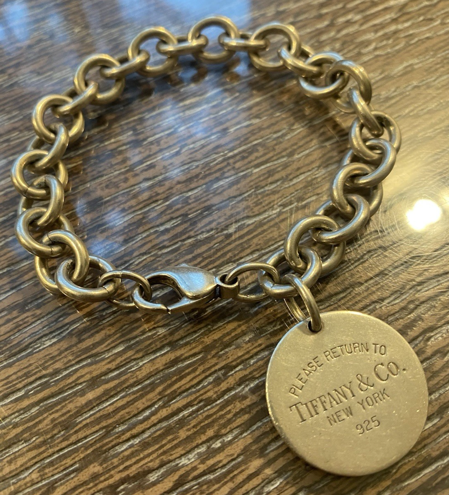 Tiffany & Co. Sterling Silver Return to Round Tag Charm Bracelet 7.5