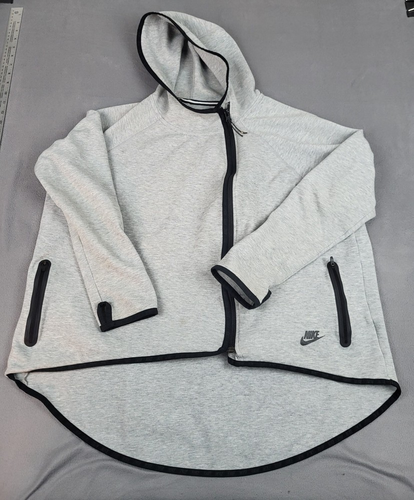 Nike Tech Fleece Hoodie Womens XL Gray Isometric Full Zip Hoodie Midweight