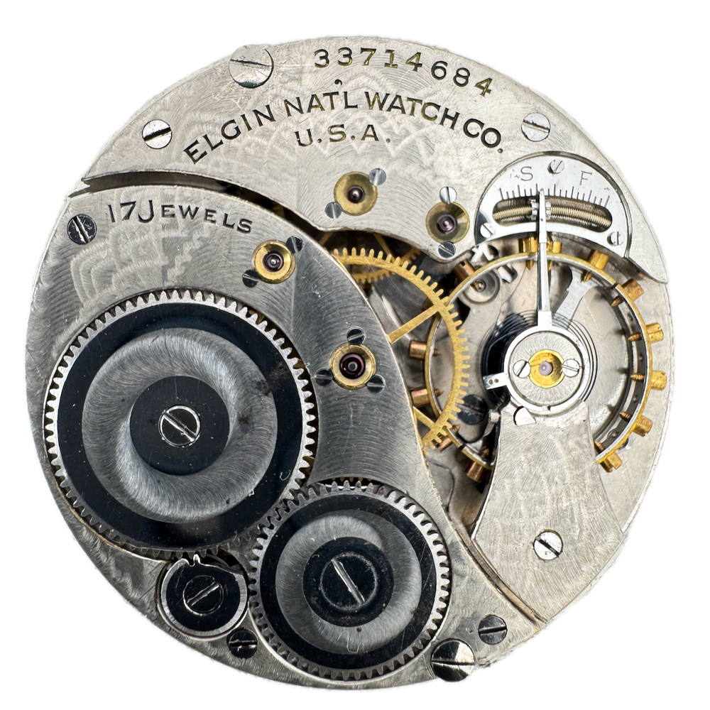 Vintage 12s 1933 Elgin 17 Jewel Mechanical Pocket Watch Movement 345 USA