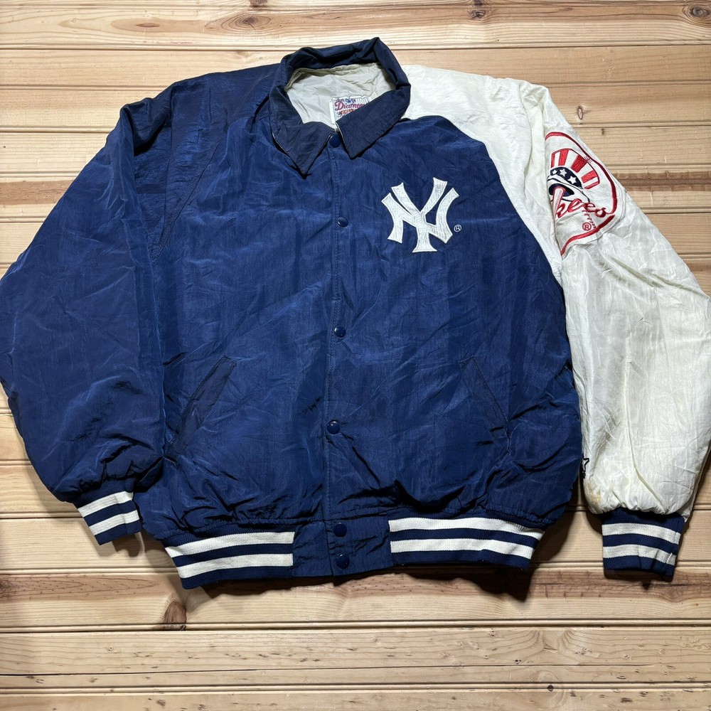 Vintage Starter Diamond Collection Satin Bomber Jacket New York Yankees Size L
