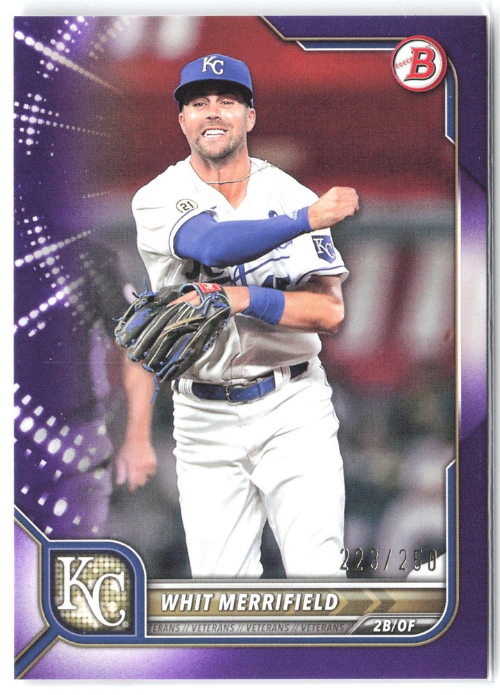 2022 Bowman Whit Merrifield Purple Parallel #42/250 MLB Baseball Card