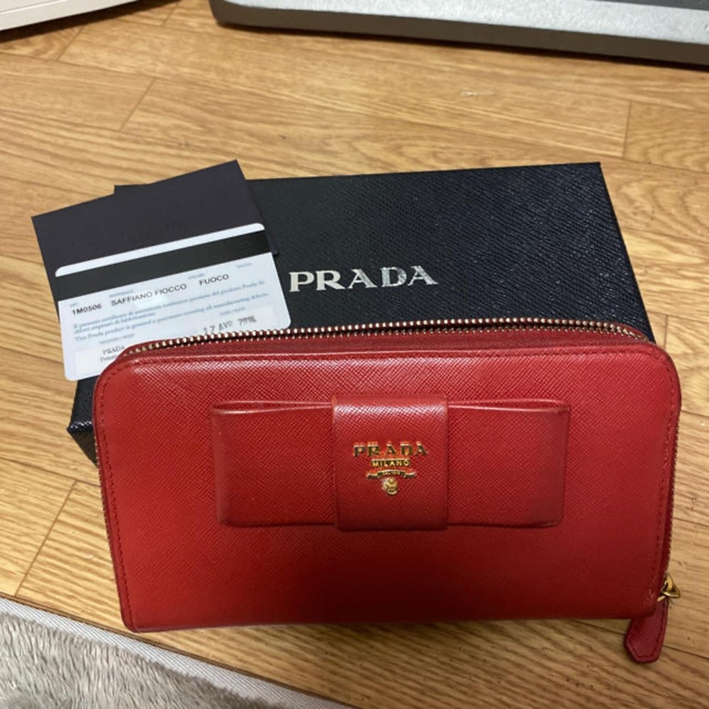Prada Long Wallet with Signature Ribbon Detailing