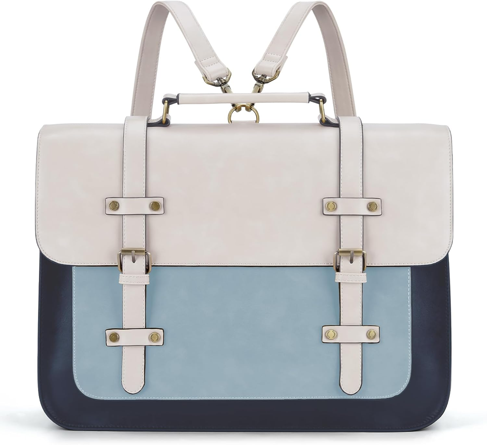 Stylish Vegan Leather Laptop Messenger Bag for Women Fits 15.6 Inch Backpack Briefcase