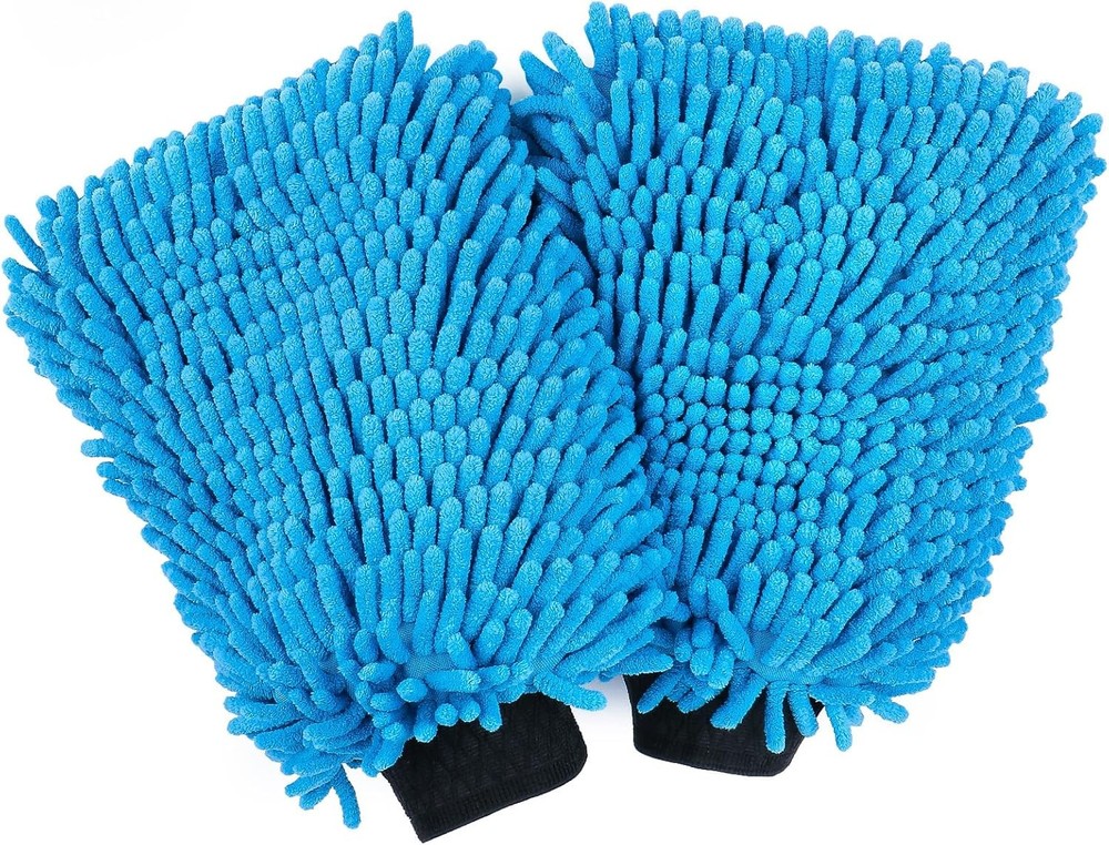2 Pack Microfiber Car Wash Mitt Scratch Free Ultra Absorbent Car Cleaning Gloves