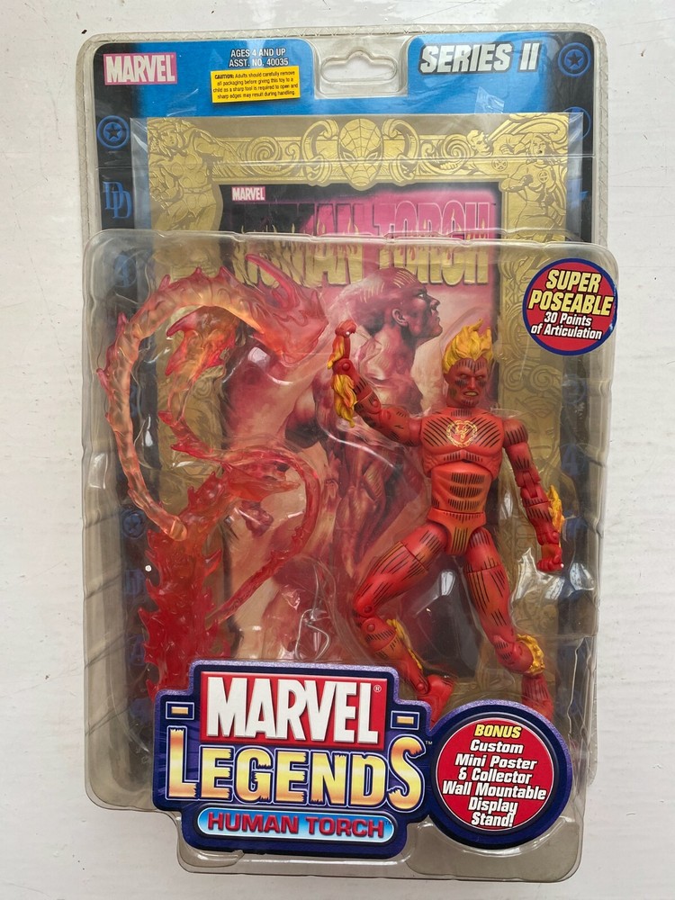 BOXED 2002 MARVEL LEGENDS SERIES 2 II HUMAN TORCH ACTION FIGURE TOY BIZ