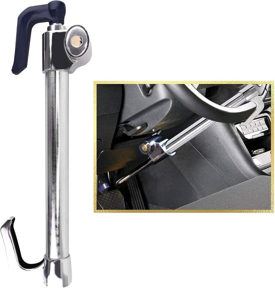 Silver Steering Wheel Brake Anti-Theft Lock - Easy Use, Perfect Vehicle Security
