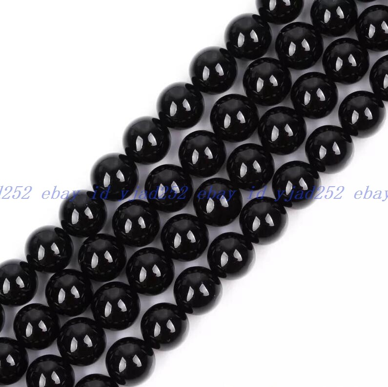 Natural Black Agate Round Loose Beads 6mm 8mm 10mm 12mm 15