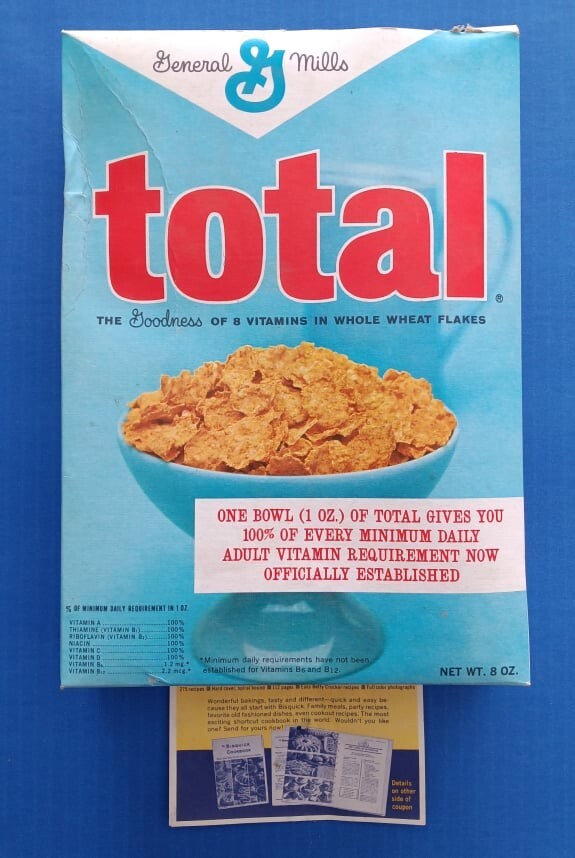 Mid 1960s General Mills Total Cereal Box w/ Coupon for Cookbook NEW LOWER PRICE!-image