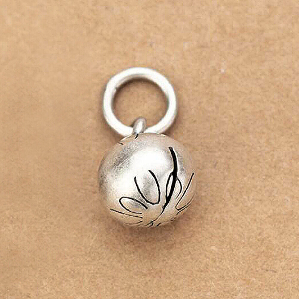 925 Sterling Silver Round Ball Bell  DIY Dangle Charm Pendant A2002