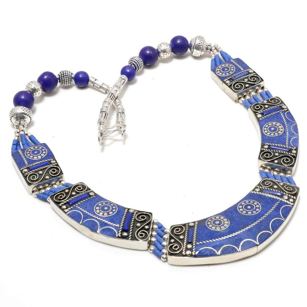 Lapis Lazuli Handmade Bohemian Ethnic Tribal Jewelry Nepali Necklace 18