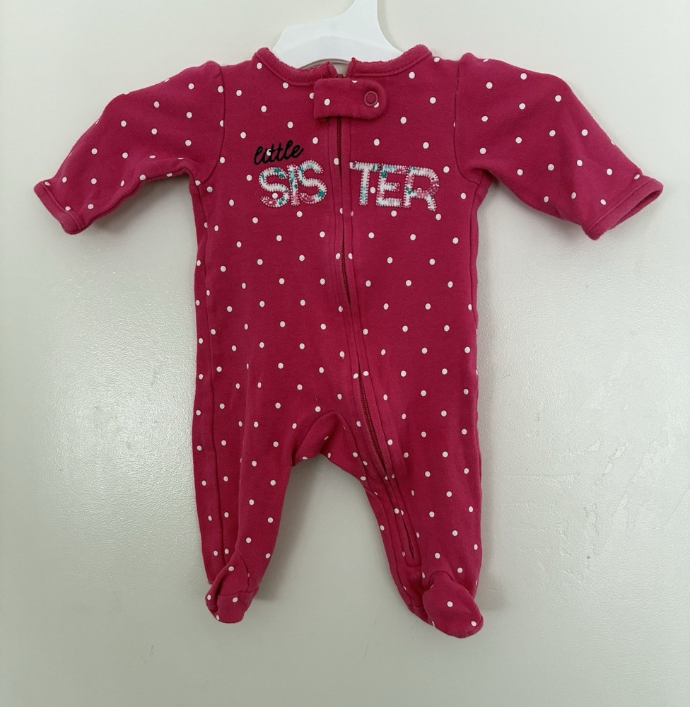 Carter's Baby Girls Floral Little Sister Polka Dot Cotton Sleep & Play Pink NB