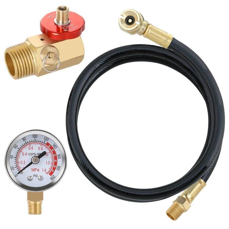 air tank repair kit w/safety valve pressure gauge & 4ft hose for portable tank
