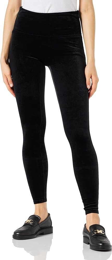Spanx Velvet Leggings Large Black Pull On Stretch High Rise Ankle