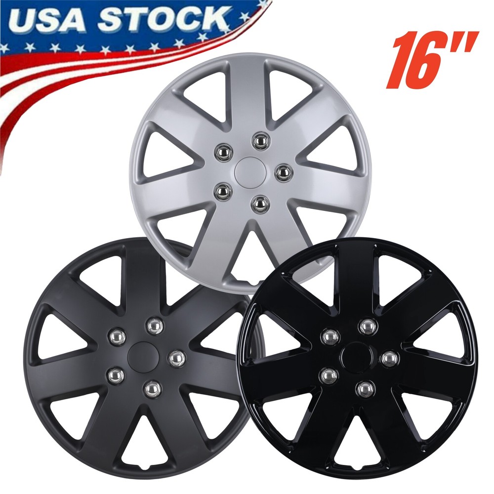 4PCS 16-Inch Universal Snap-On Wheel Covers for R16 Tires & Steel Rims