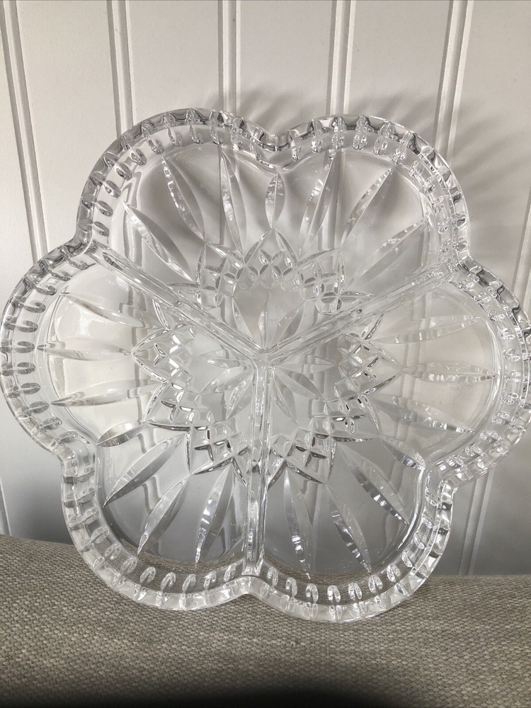 Waterford Crystal Lismore 3-Piece 9.25 Inch Clover Relish Dish Set