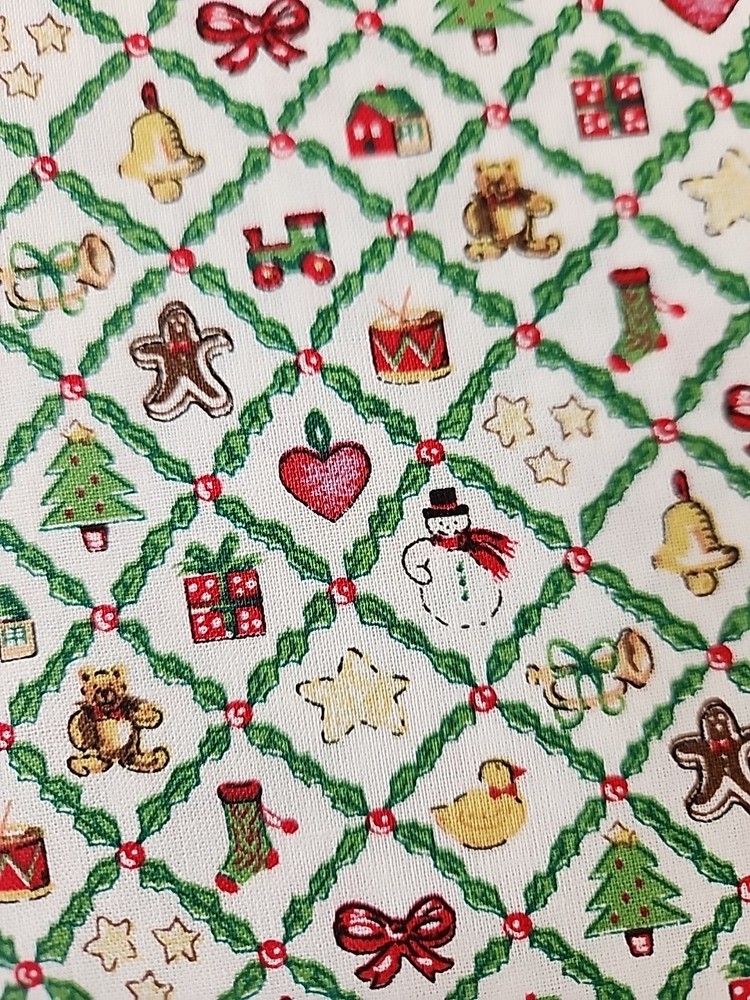 BTY Small Print Christmas Quilting Cotton Fabric White Background