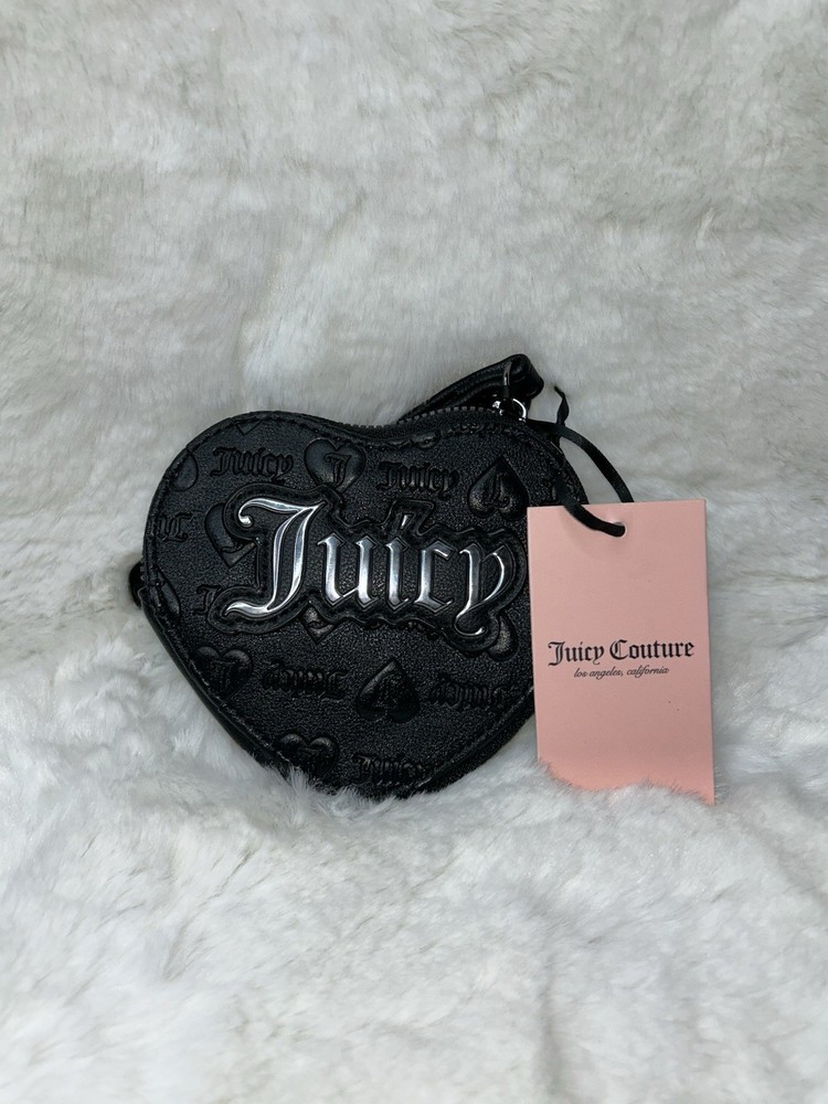 NWT Juicy Couture Black Zip Around Heart Wallet