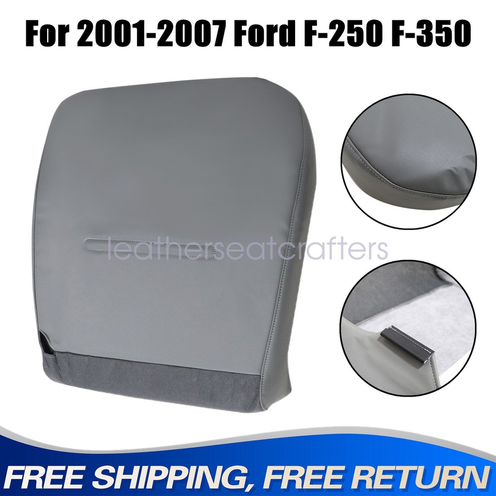 Passenger Bottom Leather Seat Cover Gray For 2001-2007 Ford F250 F350 Work Truck