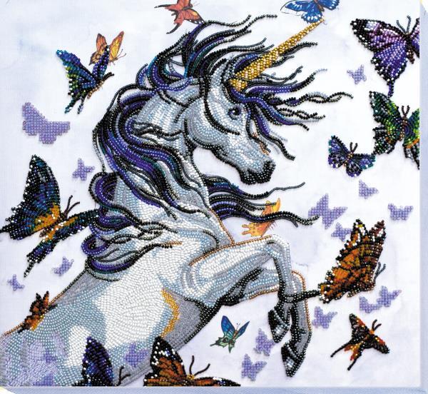 Bead embroidery kit Unicorn needlework kit Art canvas beadwork pattern