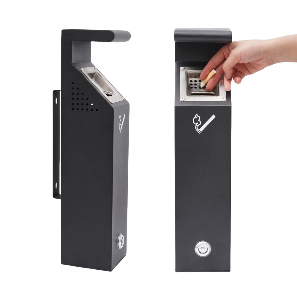 Wall Mounted Outpost Trash Receptacle Outdoor Commercial Garbage Can Hanging ...