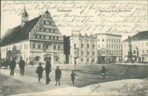 Postcard Greifswald Town Hall and Pharmacy 1915 (No.894)