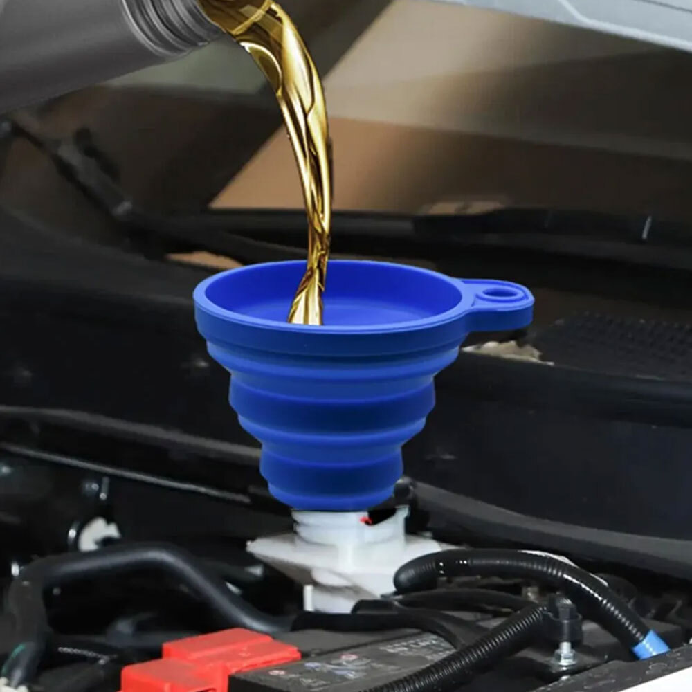 Foldable Silicone Funnel Engine Oil Petrol Washer Fluid Change Funnel Universal