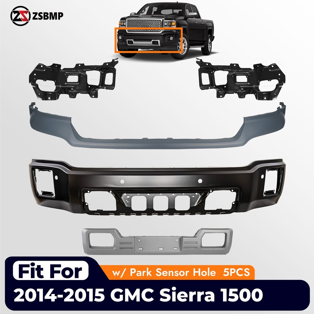 Front Bumper Cover Assembly For 2014 2015 GMC Sierra 1500 w/ Park Sensor Hole