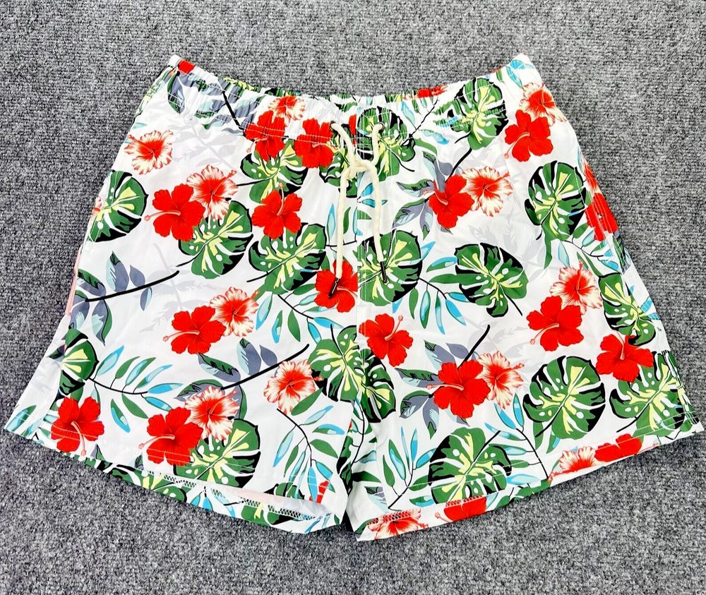Two Left Feet Swim Trunks Mens 2XL Floral Hawaiian Lined Swim Shorts