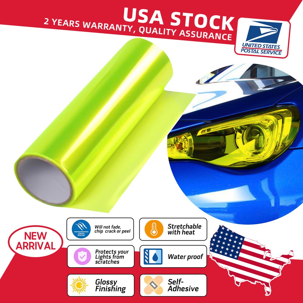Neon Yellow Smoke Vinyl Tint for Headlights Taillights Fog Lights