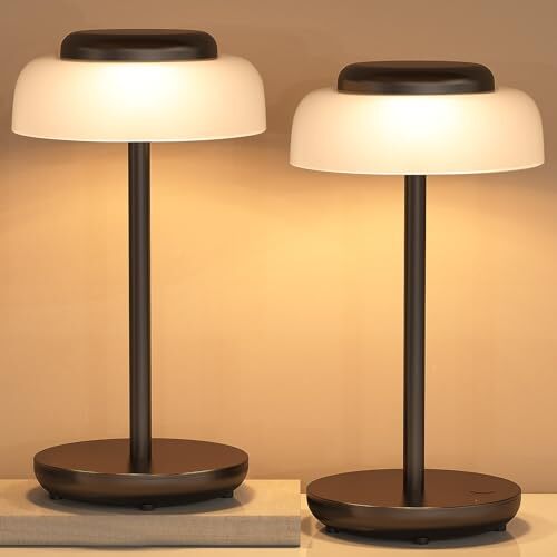 5000mAh Cordless LED Desk Lamp Battery Operated 2 Pack in Black