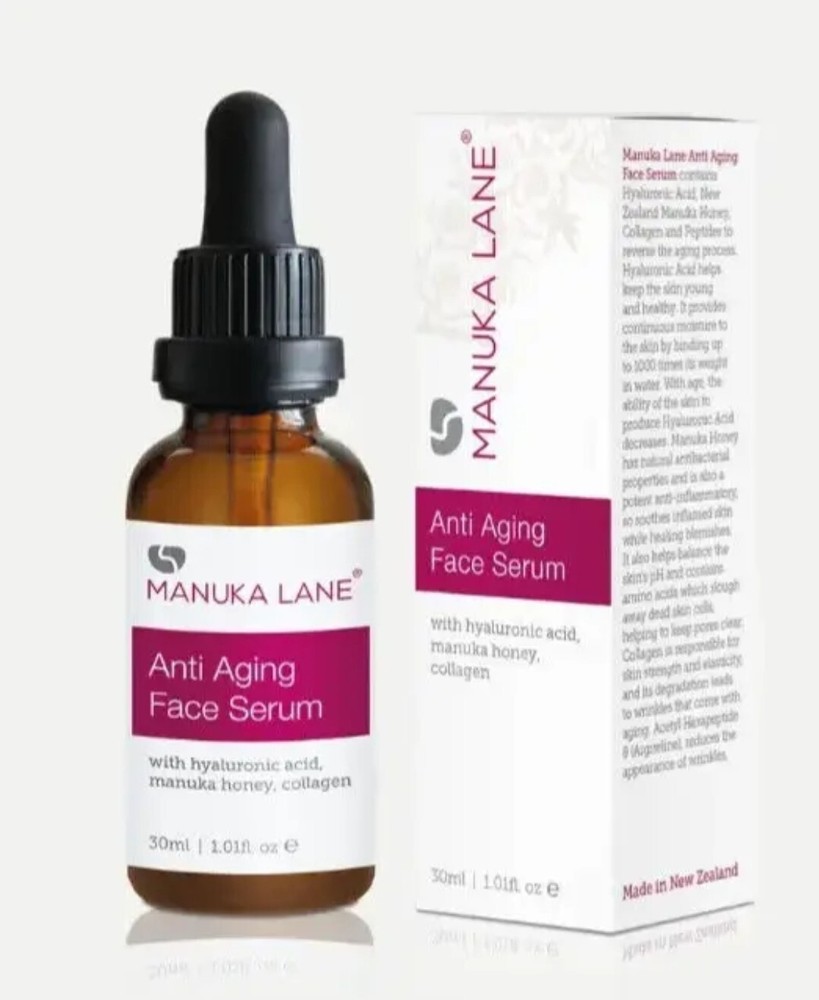 Manuka Lane Anti Aging Face Serum 1.1 Fl Oz Manuka Honey Collagen Hyalronic Acid