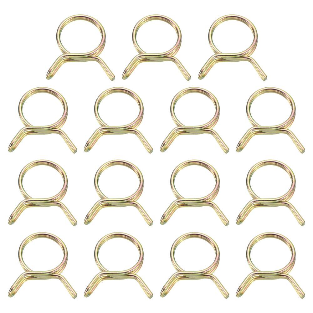 15Pcs Double Wire Spring Hose Clamps, 12mm Tube Clips, Color Zinc
