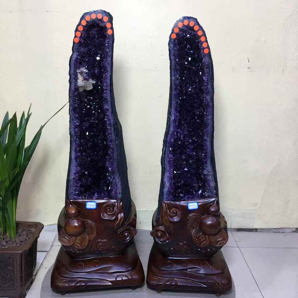 160LB Large Natural Amethyst Geode Quartz Crystal Specimen Reiki Decor A pair