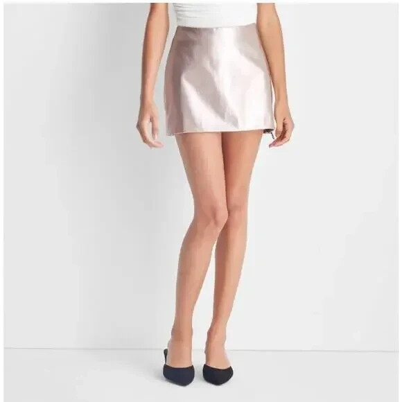Women's Metallic Mini Skirt - Future Collective Champagne XS