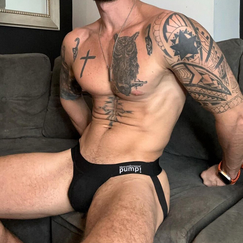 Sexy Men's Low-rise Cotton Gay Jockstrap Underwear Thongs Bikini Pouch Briefs