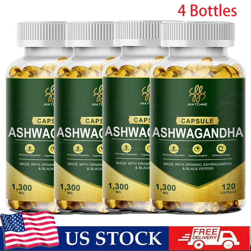 4*120 Ashwagandha with Black Pepper Root Powder, Natural Anti-Anxiety Relief