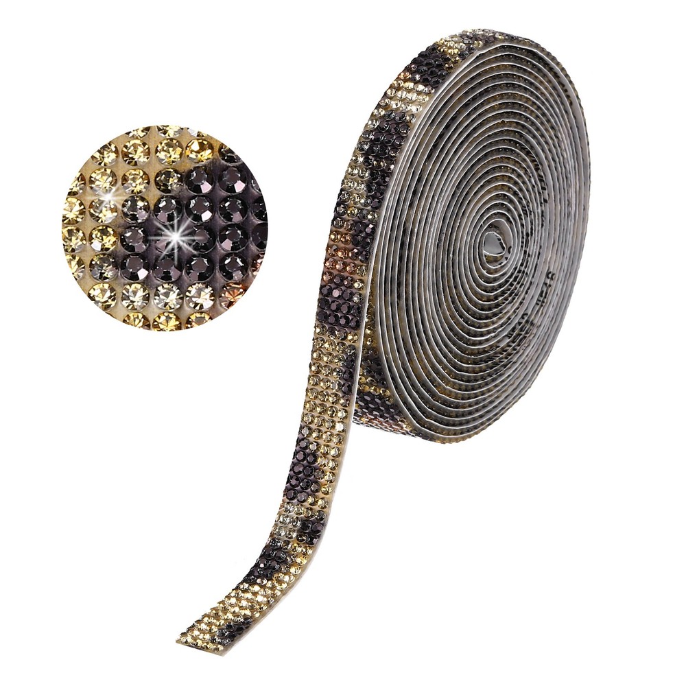 0.35 Inch Leopard Print Self-Adhesive Rhinestone Strips 3 Yards for Crafting