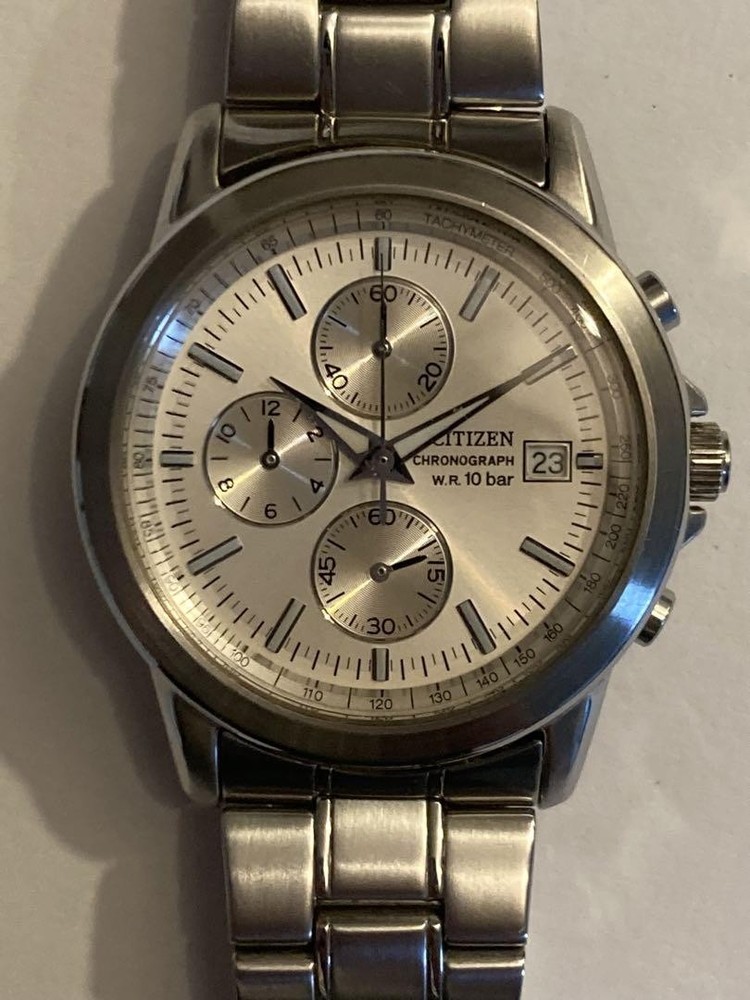 Citizen Mens Chronograph Watch with Date and Stainless Steel Band  