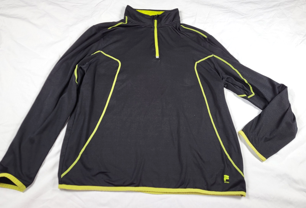 Fila Sport Pullover Men's XXL 1/4 Zip Black Sweatshirt Activewear Streetwear