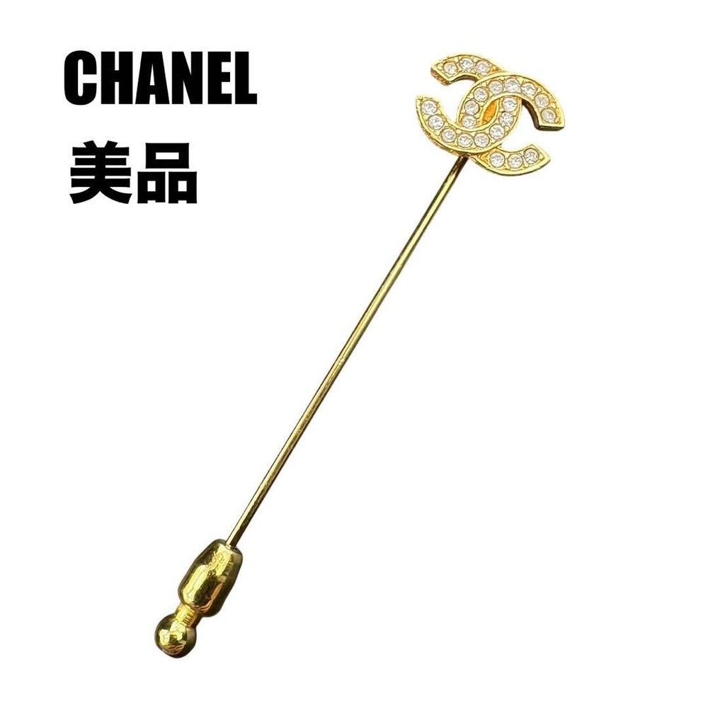 Chanel Coco Mark Rhinestone Pin Brooch Vintage Pre-Owned Jewelry  