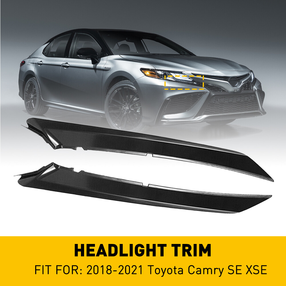 2x Front Grille Headlight Trim Molding For Toyota Camry SE XSE Left Right Black