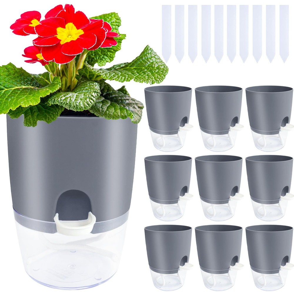 10 Pack Clear Self Watering Planters4.1Inch Wicking Flower PotsPlastic Afri