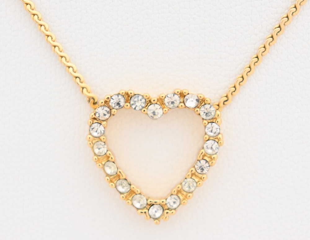 Dior Inspired Rhinestone Heart Necklace 14-15.2 Inches di7706gf